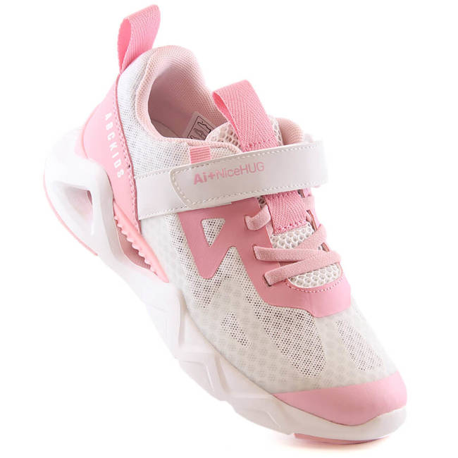 Buty sportowe dziewczęce na rzep biało różowe AbcKids B022302001