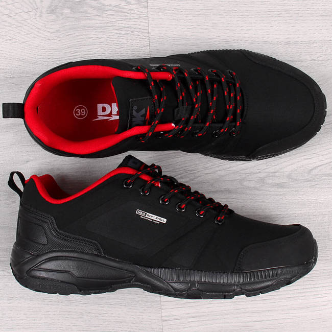 Buty sportowe trekkingowe wodoodporne czarno-czerwone DK