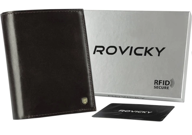 Portfel męski skórzany RFID c.brąz Rovicky  N62-RVT-3210