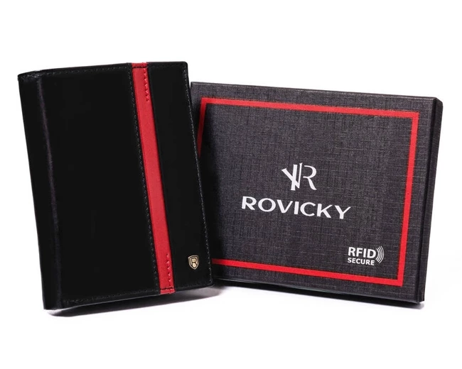 Portfel męski skórzany RFID czarny Rovicky N62-RVTP-3050