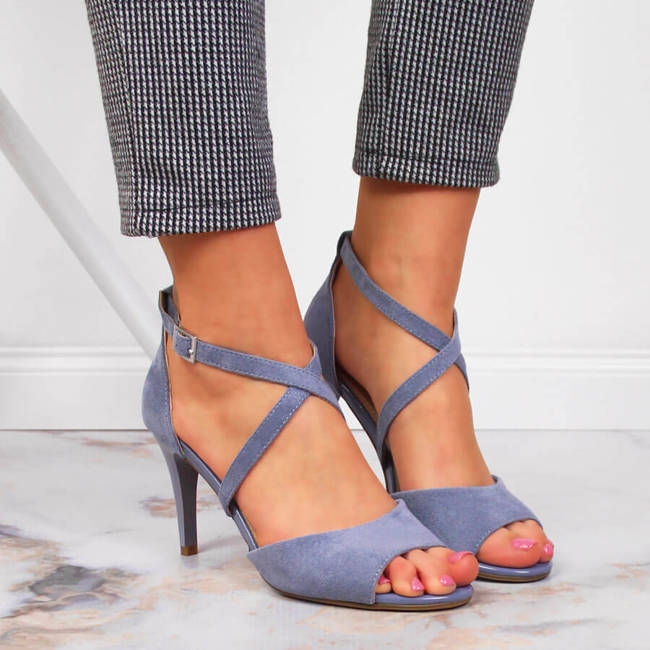 Sandały damskie na szpilce błękitne Sergio Leone